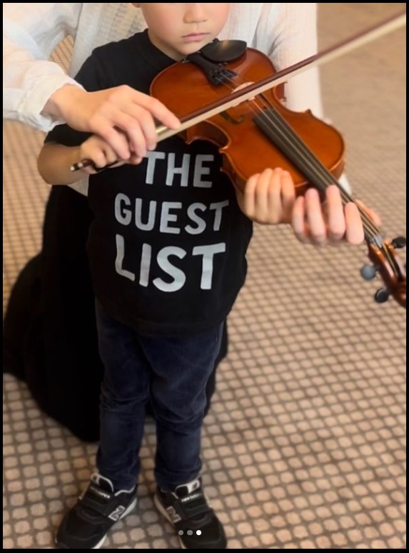 新妻聖子子供バイオリン体験