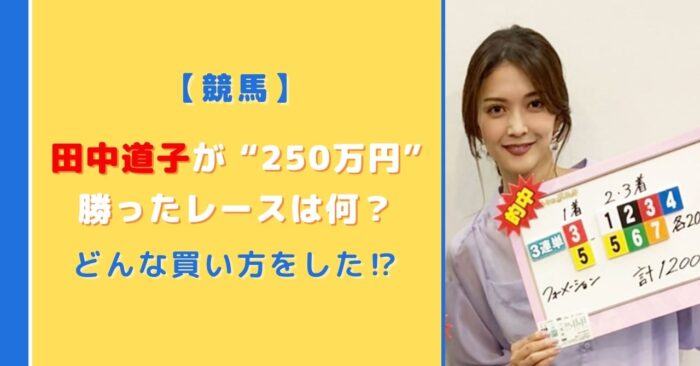 田中道子が競馬で250万勝ったレースは何？どんな買い方をしていた？