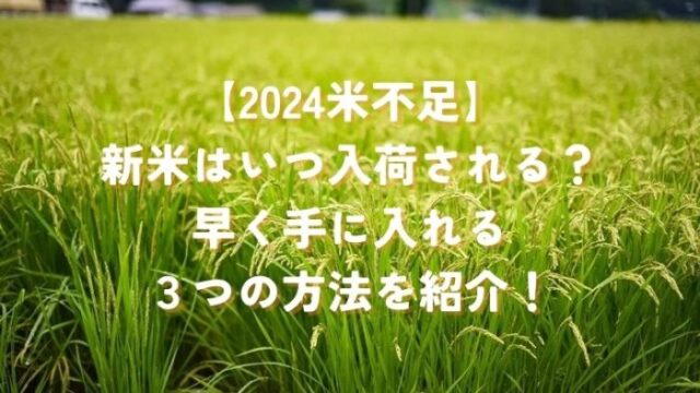 【2024米不足】新米入荷はいつ？早く手に入れる３つの方法を紹介！