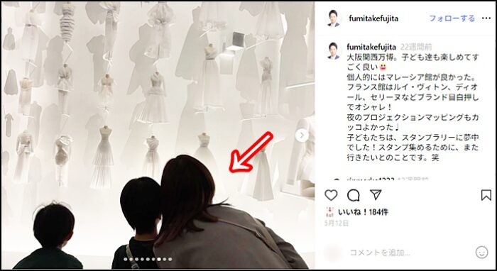 藤田文武の妻のと2人の息子の後ろ姿