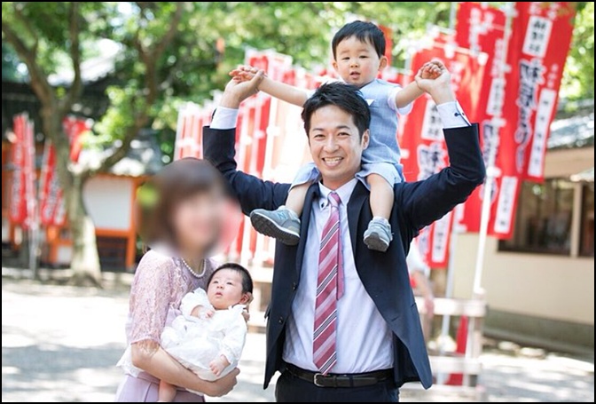 藤田文武と妻 次男のお宮参り